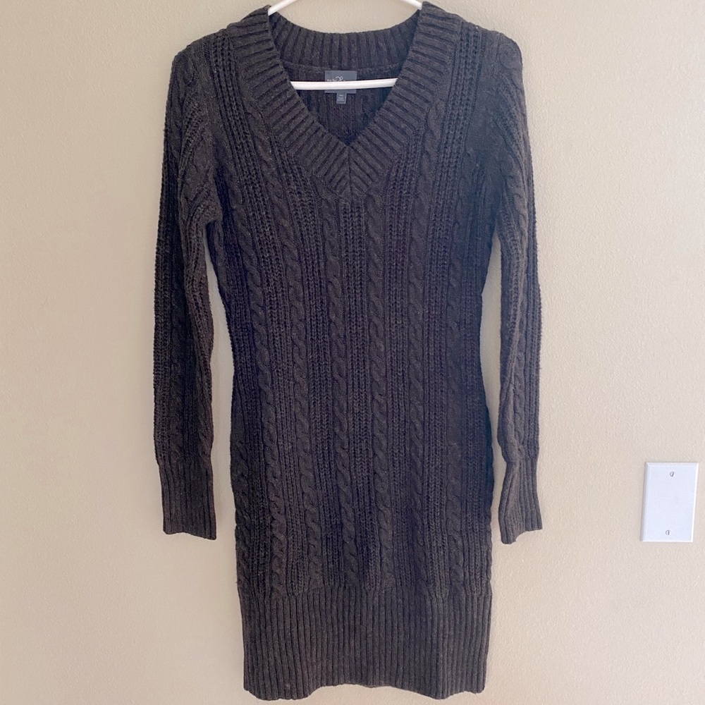 ⬇️PRICE DROP⬇️ Market & Spruce XS Brown Cable Sweater Dress EUC